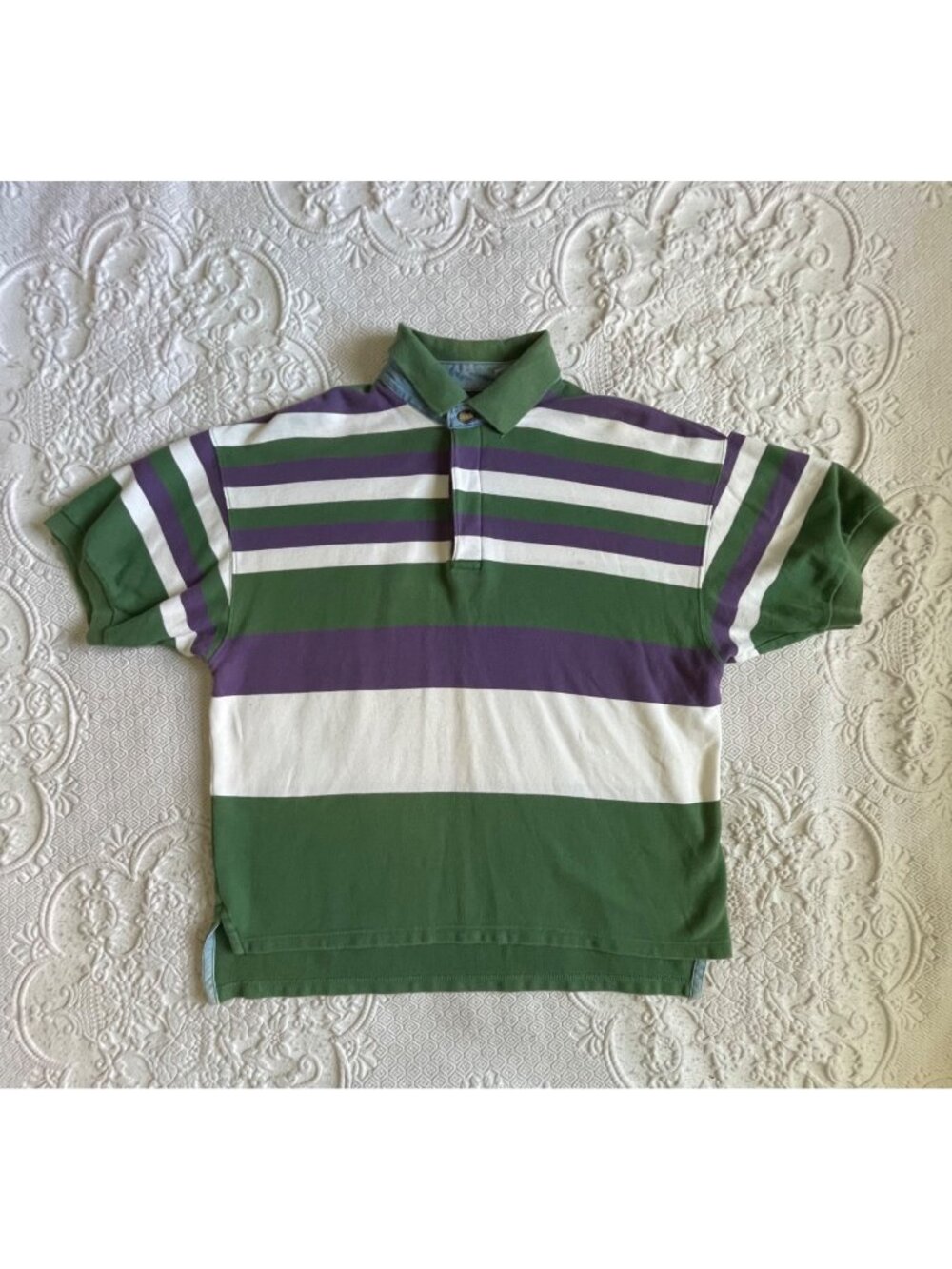 Vintage 1990s Forest Club Multicolor Striped Polo Shirt Men’s Size Medium